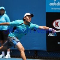 9-1-13. Australian Open Qualifiers. Amir Weintraub def Wayne Odesnik 7-6, 4-6, 6-3. Odesnik. Photo: Peter Haskin