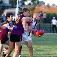 11-5-13. AJAX defeated Old Haileybury at Princes Park, Caulfield.  Ezra Poyas. Photo: Peter Haskin