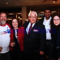 7-9-13. Election day 2013. Member for Melbourne Ports, Michael Danby with his supporters on election night while waiting for results. Photo: Peter Haskin