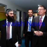 12-8-13. Hamerkaz Centre. Victorian Premier Dr Denis Napthine visits the new Centre to officially open the Lamdini School. Rabbi Motty Liberow takes the Premier on a tour of the new facilities. Photo: Peter Haskin
