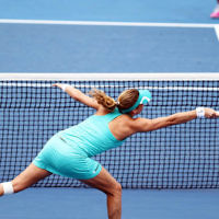 19-1-14. Australian Open 2014. Womens doubles. Round 3. Shahar Peer (ISR) / Silvia Soler-Espinosa (ESP) def. Lucie Hradecka (CZE) /  Michaella Krajicek (NED) 4-6 7-6 6-2. Photos: Peter Haskin