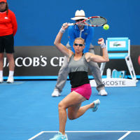 19-1-14. Australian Open 2014. Womens doubles. Round 3. Shahar Peer (ISR) / Silvia Soler-Espinosa (ESP) def. Lucie Hradecka (CZE) /  Michaella Krajicek (NED) 4-6 7-6 6-2. Photos: Peter Haskin