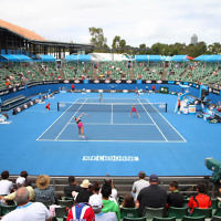 19-1-14. Australian Open 2014. Womens doubles. Round 3. Shahar Peer (ISR) / Silvia Soler-Espinosa (ESP) def. Lucie Hradecka (CZE) /  Michaella Krajicek (NED) 4-6 7-6 6-2. Photos: Peter Haskin