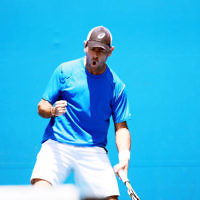 8-1-14. Australian Open Qualifying round 1. Wayne Odesnik (USA) def Thomas Fabbiano (ITA). 7-5 7-6. Photo: Peter Haskin