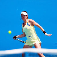 9-1-14. Australian Open Qualifying round 1, day 2. Julia Cohen (USA) lost to Yurika Sema (JPN) 6-7 3-6. Photo: Peter Haskin 9-1-14. Australian Open Qualifying round 1, day 2. Julia Cohen (USA) lost to Yurika Sema (JPN) 6-7 3-6. Photo: Peter Haskin