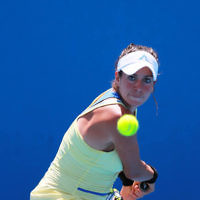 9-1-14. Australian Open Qualifying round 1, day 2. Julia Cohen (USA) lost to Yurika Sema (JPN) 6-7 3-6. Photo: Peter Haskin 9-1-14. Australian Open Qualifying round 1, day 2. Julia Cohen (USA) lost to Yurika Sema (JPN) 6-7 3-6. Photo: Peter Haskin