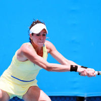 9-1-14. Australian Open Qualifying round 1, day 2. Julia Cohen (USA) lost to Yurika Sema (JPN) 6-7 3-6. Photo: Peter Haskin 9-1-14. Australian Open Qualifying round 1, day 2. Julia Cohen (USA) lost to Yurika Sema (JPN) 6-7 3-6. Photo: Peter Haskin