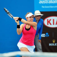 9-1-14. Australian Open Qualifying round 1, day 2. Sharon Fichman (CAN) lost to Belinda Bencic (SUI) 3-6 1-6. Photo: Peter Haskin 9-1-14. Australian Open Qualifying round 1, day 2. Sharon Fichman (CAN) lost to Belinda Bencic (SUI) 3-6 1-6. Photo: Peter Haskin