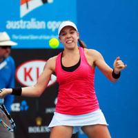 9-1-14. Australian Open Qualifying round 1, day 2. Sharon Fichman (CAN) lost to Belinda Bencic (SUI) 3-6 1-6. Photo: Peter Haskin 9-1-14. Australian Open Qualifying round 1, day 2. Sharon Fichman (CAN) lost to Belinda Bencic (SUI) 3-6 1-6. Photo: Peter Haskin