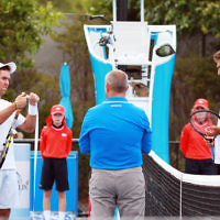 9-1-14. Australian Open Qualifying round 2, day 2. Wayne Odesnik (USA) def Marsel Ilhan (TUR) 6-1 7-6. Photo: Peter Haskin 9-1-14. Australian Open Qualifying round 2, day 2. Wayne Odesnik (USA) def Marsel Ilhan (TUR) 6-1 7-6. Photo: Peter Haskin