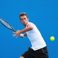 9-1-14. Australian Open Qualifying round 2, day 2. Wayne Odesnik (USA) def Marsel Ilhan (TUR) 6-1 7-6. Photo: Peter Haskin 9-1-14. Australian Open Qualifying round 2, day 2. Wayne Odesnik (USA) def Marsel Ilhan (TUR) 6-1 7-6. Photo: Peter Haskin