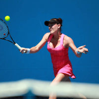 10-1-14. Australian Open Qualifying round 2, day 3. Madison  Brengle (USA) def Shelby Rogers (USA) 6-3 6-2. Photo: Peter Haskin