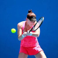 10-1-14. Australian Open Qualifying round 2, day 3. Madison  Brengle (USA) def Shelby Rogers (USA) 6-3 6-2. Photo: Peter Haskin