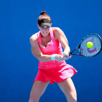 10-1-14. Australian Open Qualifying round 2, day 3. Madison  Brengle (USA) def Shelby Rogers (USA) 6-3 6-2. Photo: Peter Haskin