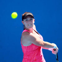 10-1-14. Australian Open Qualifying round 2, day 3. Madison  Brengle (USA) def Shelby Rogers (USA) 6-3 6-2. Photo: Peter Haskin