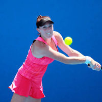 10-1-14. Australian Open Qualifying round 2, day 3. Madison  Brengle (USA) def Shelby Rogers (USA) 6-3 6-2. Photo: Peter Haskin