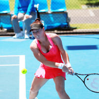10-1-14. Australian Open Qualifying round 2, day 3. Madison  Brengle (USA) def Shelby Rogers (USA) 6-3 6-2. Photo: Peter Haskin