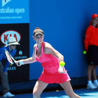 10-1-14. Australian Open Qualifying round 2, day 3. Madison  Brengle (USA) def Shelby Rogers (USA) 6-3 6-2. Photo: Peter Haskin