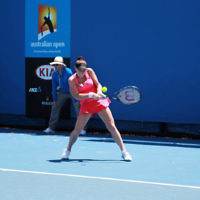 10-1-14. Australian Open Qualifying round 2, day 3. Madison  Brengle (USA) def Shelby Rogers (USA) 6-3 6-2. Photo: Peter Haskin