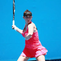 10-1-14. Australian Open Qualifying round 2, day 3. Madison  Brengle (USA) def Shelby Rogers (USA) 6-3 6-2. Photo: Peter Haskin