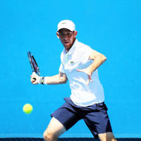 13-1-14. Australian Open. Round 1. Day 1. Dudi Sela (ISR) lost to Jarkko Niemimen (FIN) 6-3 6-7 7-6 6-3 6-3. Photo: Peter Haskin