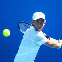 13-1-14. Australian Open. Round 1. Day 1. Dudi Sela (ISR) lost to Jarkko Niemimen (FIN) 6-3 6-7 7-6 6-3 6-3. Photo: Peter Haskin