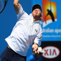 13-1-14. Australian Open. Round 1. Day 1. Dudi Sela (ISR) lost to Jarkko Niemimen (FIN) 6-3 6-7 7-6 6-3 6-3. Photo: Peter Haskin