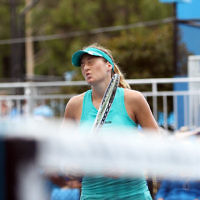 15-1-14. Australian Open 2014. Womens Doubles. Round 1. Shahar Peer (ISR)/Silvia Soler-Espinosa (ESP) def Yung-Jan Chan (TPE)/Janette Husarova (SVK) 7-5 4-6 6-4. Photo: Peter Haskin