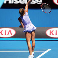16-1-14. Australian Open. Womens singles, round 2. Camila Giorgi (ITA) lost to Alize Cornet (FRA) 3-6 6-4 4-6. Photo: Peter Haskin