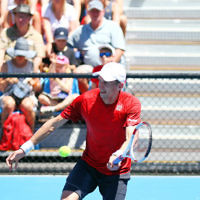 13-1-14. Australian Open. Round 1. Day 1. Dudi Sela (ISR) lost to Jarkko Niemimen (FIN) 6-3 6-7 7-6 6-3 6-3. Photo: Peter Haskin