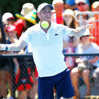 13-1-14. Australian Open. Round 1. Day 1. Dudi Sela (ISR) lost to Jarkko Niemimen (FIN) 6-3 6-7 7-6 6-3 6-3. Photo: Peter Haskin