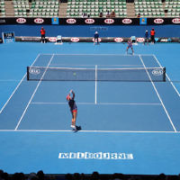 16-1-14. Australian Open. Womens singles, round 2. Camila Giorgi (ITA) lost to Alize Cornet (FRA) 3-6 6-4 4-6. Photo: Peter Haskin