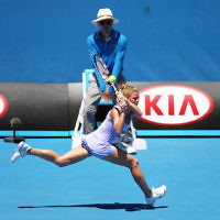16-1-14. Australian Open. Womens singles, round 2. Camila Giorgi (ITA) lost to Alize Cornet (FRA) 3-6 6-4 4-6. Photo: Peter Haskin