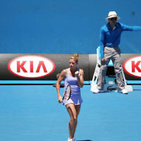 16-1-14. Australian Open. Womens singles, round 2. Camila Giorgi (ITA) lost to Alize Cornet (FRA) 3-6 6-4 4-6. Photo: Peter Haskin