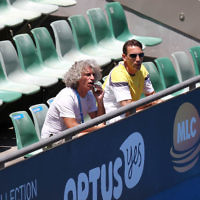 16-1-14. Australian Open. Womens singles, round 2. Camila Giorgi (ITA) lost to Alize Cornet (FRA) 3-6 6-4 4-6. Sergio Giorgi. Photo: Peter Haskin