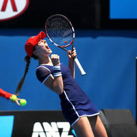 16-1-14. Australian Open. Womens singles, round 2. Camila Giorgi (ITA) lost to Alize Cornet (FRA) 3-6 6-4 4-6. Photo: Peter Haskin