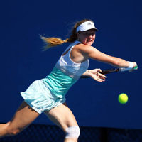 13-1-14. Australian Open.Womens Singles Round 1. Day 1. Julia Glushko (ISR) lost to Lucie Safarova (CZE) 5-7 6-3 1-6.  Photo: Peter Haskin