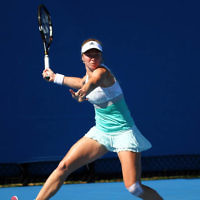 13-1-14. Australian Open.Womens Singles Round 1. Day 1. Julia Glushko (ISR) lost to Lucie Safarova (CZE) 5-7 6-3 1-6.  Photo: Peter Haskin