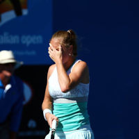 13-1-14. Australian Open.Womens Singles Round 1. Day 1. Julia Glushko (ISR) lost to Lucie Safarova (CZE) 5-7 6-3 1-6.  Photo: Peter Haskin