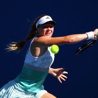 13-1-14. Australian Open.Womens Singles Round 1. Day 1. Julia Glushko (ISR) lost to Lucie Safarova (CZE) 5-7 6-3 1-6.  Photo: Peter Haskin