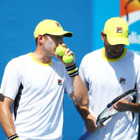 17-1-14. Australian Open 2014. Mens Doubles. Round 1. Jonathan Erlich/Andy Ram lost to Daniele Bracciali (ITA)/Alexandr Dolgopolov (UKR) 6-7 6-4 3-6. Photo: Peter Haskin