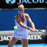 14-1-14. Australian Open. Day 2. Round 1 womens singles. Camila Giorgi (ITA) def Storm Sanders (AUS) 4-6 6-1 6-4. Photo: Peter Haskin 14-1-14. Australian Open. Day 2. Round 1 womens singles. Camila Giorgi (ITA) def Storm Sanders (AUS) 4-6 6-1 6-4. Photo: Peter Haskin