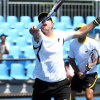 17-1-14. Australian Open 2014. Mens Doubles. Round 1. Jonathan Erlich/Andy Ram lost to Daniele Bracciali (ITA)/Alexandr Dolgopolov (UKR) 6-7 6-4 3-6. Photo: Peter Haskin
