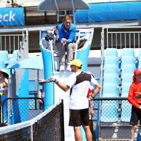17-1-14. Australian Open 2014. Mens Doubles. Round 1. Jonathan Erlich/Andy Ram lost to Daniele Bracciali (ITA)/Alexandr Dolgopolov (UKR) 6-7 6-4 3-6. Photo: Peter Haskin