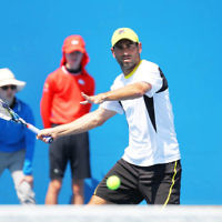 17-1-14. Australian Open 2014. Mens Doubles. Round 1. Jonathan Erlich/Andy Ram lost to Daniele Bracciali (ITA)/Alexandr Dolgopolov (UKR) 6-7 6-4 3-6. Photo: Peter Haskin