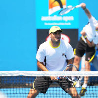 17-1-14. Australian Open 2014. Mens Doubles. Round 1. Jonathan Erlich/Andy Ram lost to Daniele Bracciali (ITA)/Alexandr Dolgopolov (UKR) 6-7 6-4 3-6. Photo: Peter Haskin