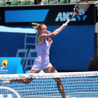 14-1-14. Australian Open. Day 2. Round 1 womens singles. Camila Giorgi (ITA) def Storm Sanders (AUS) 4-6 6-1 6-4. Photo: Peter Haskin 14-1-14. Australian Open. Day 2. Round 1 womens singles. Camila Giorgi (ITA) def Storm Sanders (AUS) 4-6 6-1 6-4. Photo: Peter Haskin