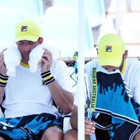 17-1-14. Australian Open 2014. Mens Doubles. Round 1. Jonathan Erlich/Andy Ram lost to Daniele Bracciali (ITA)/Alexandr Dolgopolov (UKR) 6-7 6-4 3-6. Photo: Peter Haskin