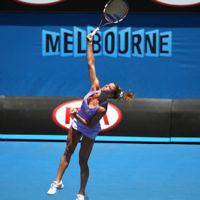 14-1-14. Australian Open. Day 2 Round 1 womens singles. Camila Giorgi (ITA) def Storm Sanders (AUS) 4-6 6-1 6-4. Photo: Peter Haskin 14-1-14. Australian Open. Day 2 Round 1 womens singles. Camila Giorgi (ITA) def Storm Sanders (AUS) 4-6 6-1 6-4. Photo: Peter Haskin