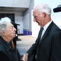 6-12-13. Jewish Holocaust Centre. 75th anniversary of William Cooper march to Germany Embassy in melbourne to present petition against Kristalnacht. Cooper's grandson, Alfred "uncle Boydie" Turner speaking to one of the guests. Photo: Peter Haskin 6-12-13. Jewish Holocaust Centre. 75th anniversary of William Cooper march to Germany Embassy in melbourne to present petition against Kristalnacht. Cooper's grandson, Alfred "uncle Boydie" Turner speaking to one of the guests. Photo: Peter Haskin